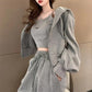 3PCS Women's Casual Sports Suit Autumn Loose and Thin Sweater Coat + Vest + Leggings Trousers Three-piece Zipper Cardigan Suit Girls Athletic Clothing