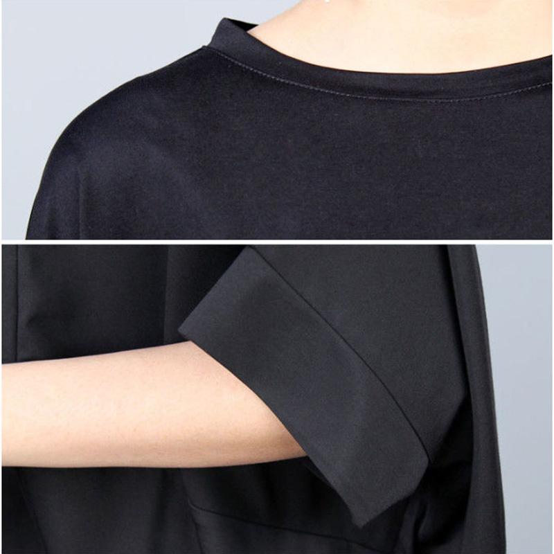 WTEMPO 2pcs Suit Women's Plus Size Spring and Summer Short Sleeve Loose Casual Batwing Sleeve Loose TopsTwo-piece Set