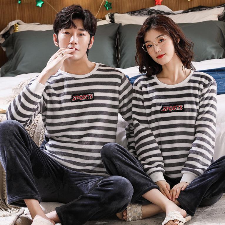 HELLO Duck Couple Pajamas Set Ladies Home Clothes Men Winter Cashmere Warm Homewear Tops and Pants