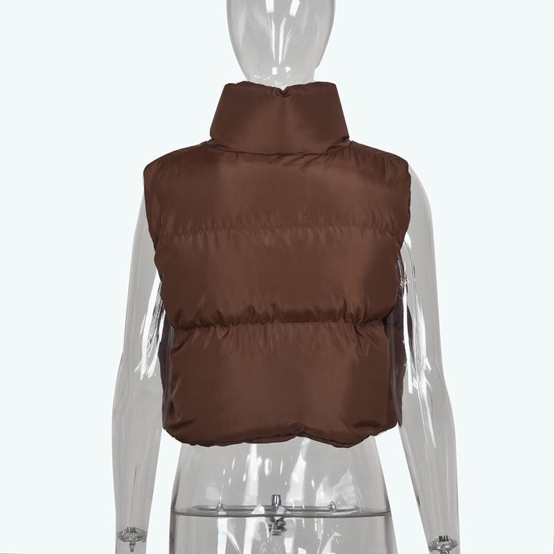 Women Vest Spring Autumn Warm Cotton Padded Waistcoat Sleeveless Zipper Basic Coat