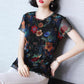 Women's Summer Lace Short Sleeve T-Shirt Round Neck Floral Slim Top