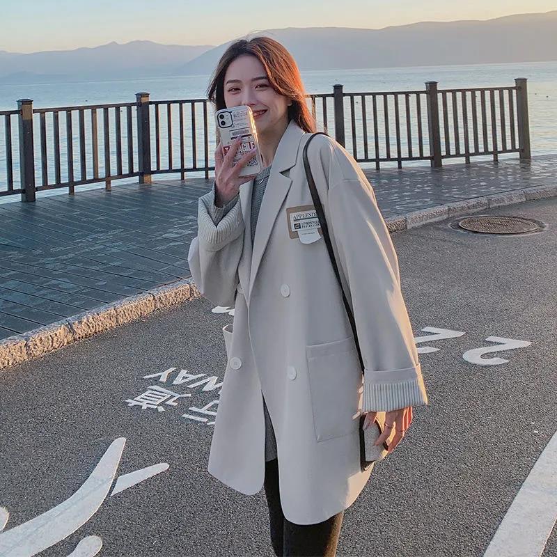 Suit Jacket Women Spring and Autumn Loose Suit Jacket Ladies Casual Loose Long-sleeved Warm Jacket Temperament Elegant Blazer