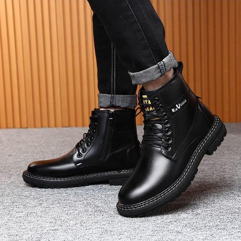 Leather Men's Military Lace-up Men's Boots Tooling Boots Spring and Autumn Short Tube Martin Boots Casual Boots