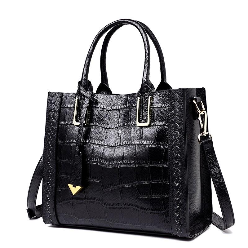 The First Layer Cowhide Crocodile Pattern Women's Handbag Shoulder Bag Bag Women Fashion Leather Handbag Big Bag