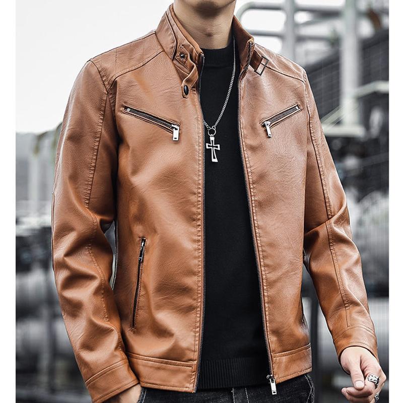 Fashion slim men's youth leather jacket plus velvet thick hooded trendy handsome jacket