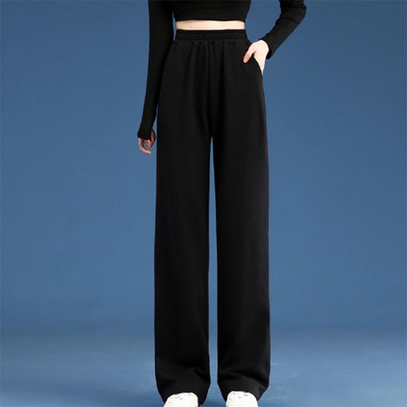Sports Pants Women's Solid Color Spring and Autumn High Waist Drape Loose Spring and Autumn Straight Casual Wide Leg Slim Pants