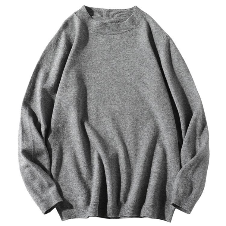 Autumn and Winter Half Turtleneck Sweater Men Loose Trend Base Sweater Casual Solid Color Sweater
