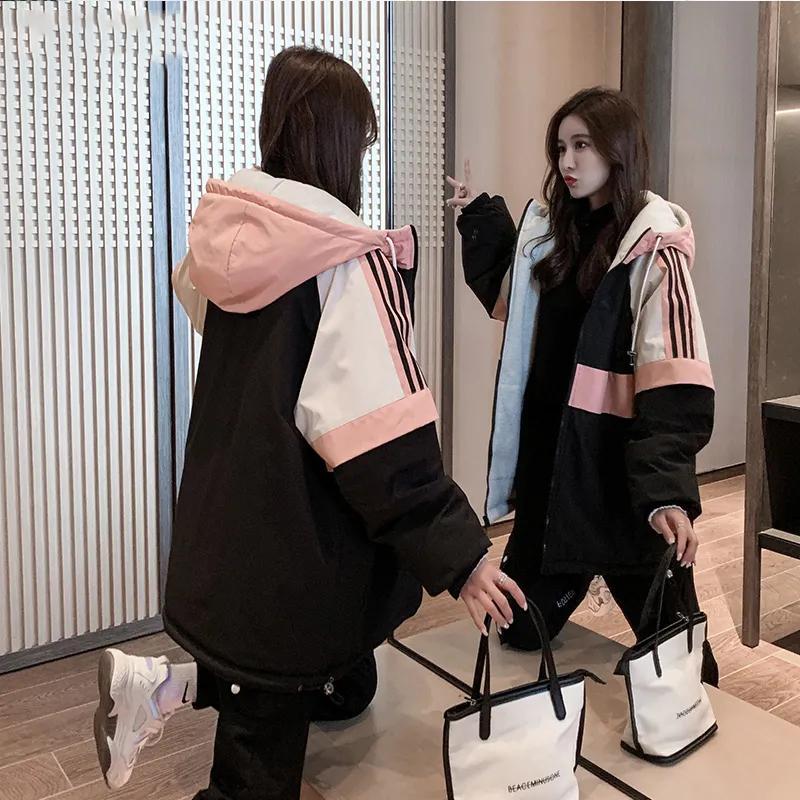 Women's Coat Double-sided Cotton Clothing Autumn and Winter Tooling Student Cotton Clothing Thickened Hooded Jacket Loose Casual Wear Sports Top