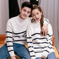 Autumn and Winter Casual Sweater Striped Pattern Loose Top Men and Women Half High Neck Lover's clothes