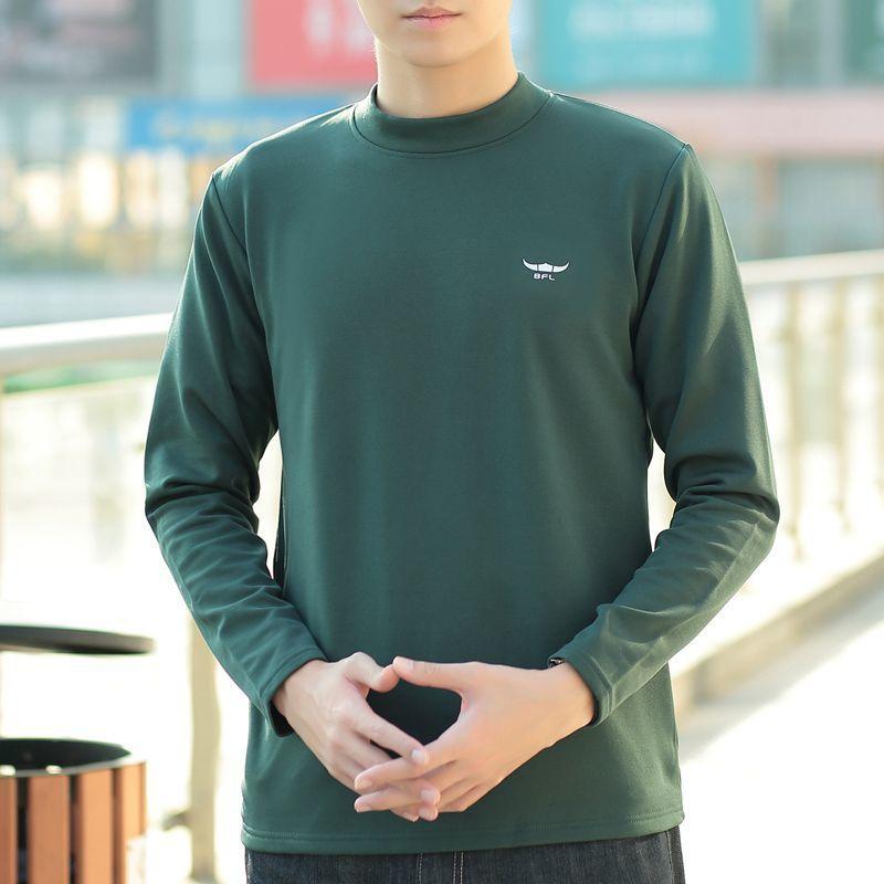 Men's Long-sleeved Half-zip Stand-up Collar Solid Color T-shirt Sports Bottoming Shirt Keeps Warm and Comfortable In Winter