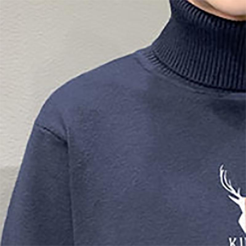 Sweater Men's High Collar Plus Velvet Thickening Youth Warmth Trend All-match Autumn and Winter