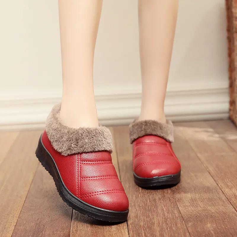 Waterproof Cotton Slippers Winter Men's Bag with Warmth Thick Bottom Indoor Leather Home Cotton Shoes Women Winter
