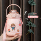 316 Stainless Steel Vacuum Flask Outdoor Water Bottle Cute Kids Tumbler with Straw Straps Handles Portable Thermos Cup for Girls