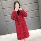 Mid-length Imitation Mink Velvet Coat Korean Loose Thick Woolen Plaid Cardigan Women's Coat