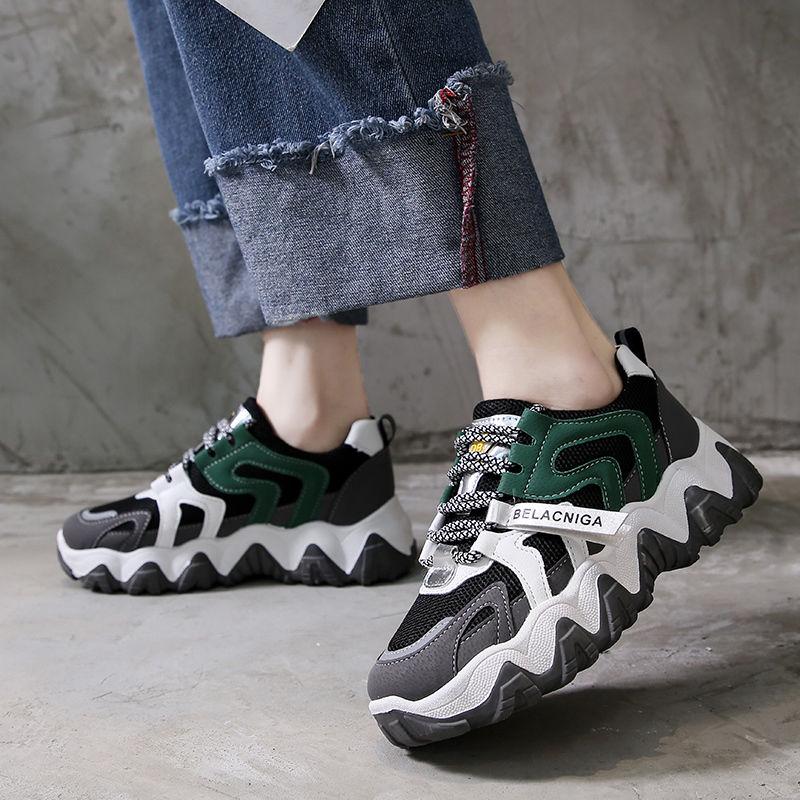 Women Casual Shoes Leather Mesh Platform Shoes Women Sneakers Ladies Dad Chunky Shoes Chaussure