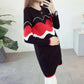 Spring and Autumn Mid-length Maternity Wear Sweater Round Neck Long-sleeved Splicing Color Base Skirt Low-neck Versatile Fashion Jacket