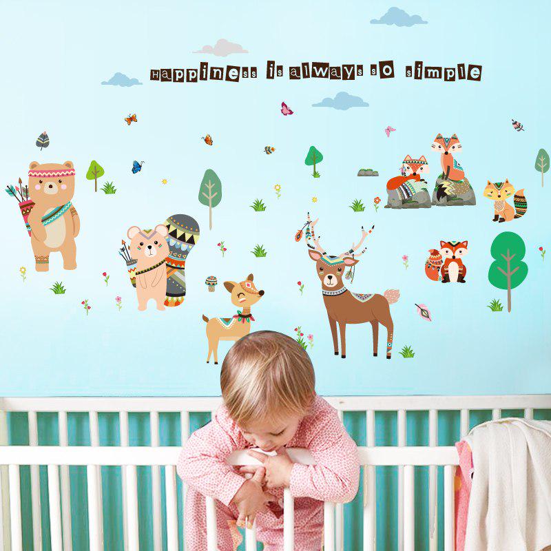 [Wall sticker ]Animal Paradise Wall Stickers For Kids Rooms Nursery Deer Bear Butterfly Children Bed