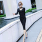 Autumn and Winter OL style Slim Long Knitted Dress Female Bag Hip Long-sleeved Knitted Sweater Bottoming Dress
