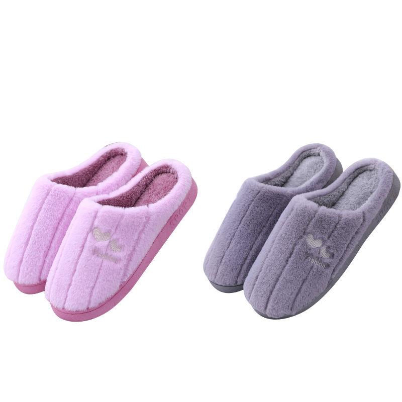 Home Cotton Slippers Lovers Plus Velvet Thick Winter Women's Non-slip Warm Cotton Slippers