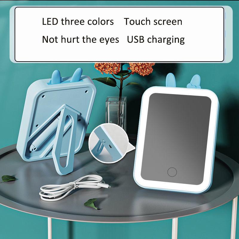 3-layer Lighting LED Makeup Mirror USB Touch Screen Foldable Portable Long-lasting Battery Life