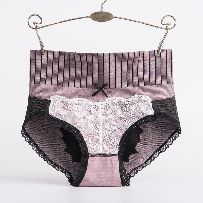 5Pcs/Set Women's Breathable Skin-friendly Lace Panties Soft Seamless Underpants Elastic High-waist Comfortable Cotton Crotch Briefs