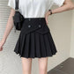 Women's Summer Pleated Skirts Button Design Irregular High Waist Slim A-line Skirts Safety Pants Lining Mini Skirts All Match Casual Tennis Skirt