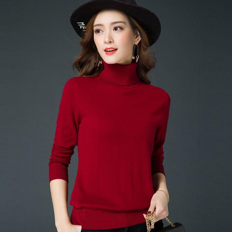 Autumn and Winter Thick Solid Color Sweater Turtleneck Pullover All-match Shirt Long-sleeved Knitted Bottoming Shirt