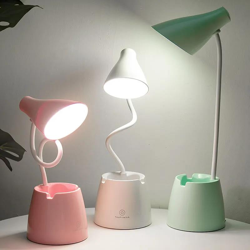 LED Desk Lamp Eye Protection Study Work Desktop Desk Lamp Bedroom USB Plug-in Rechargeable Bedside Lamp