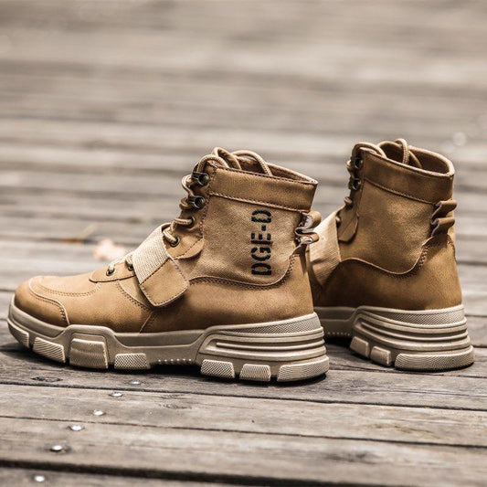 Fashion Men's Martin Boots Warm Working Boots Lace Up Men's Desert Boots Round Toe High Top Shoes