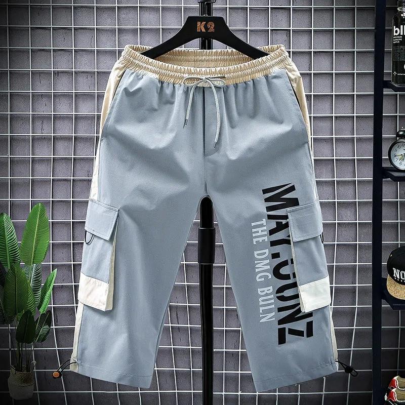 Summer Men's Cropped Pants Men's Loose All-match Breeches Handsome Workwear Casual Pants Thin Summer 7-point Shorts Men