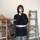 Pofulove Autumn Winter ins Hooded Sweater Schoolgirl Loose Harajuku bf Lazy Knit Pullover Top
