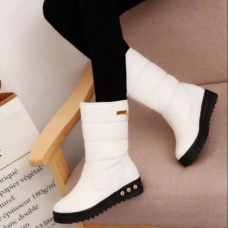 Leather Snow Boots Women's Shoes Winter Plus Velvet Thick Cotton Shoes Women's Winter Non-slip and Warm Boots Waterproof