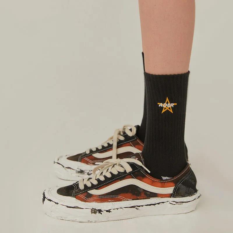 Two Pairs of Women's Stockings Five-pointed Star Embroidery All-match Fashion Sports Cotton Street Stockings