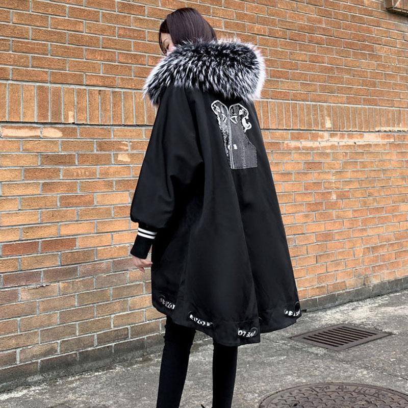 Winter Mid-length ParkasThe Korean Version of Loose Fur Collar Jacket Personality Down Padded Jacket for Woman