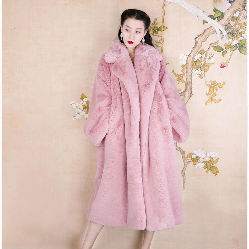 Simulation Mink Velvet Coat Fur Coat Ladies Autumn and Winter Loose Mink Mid-length