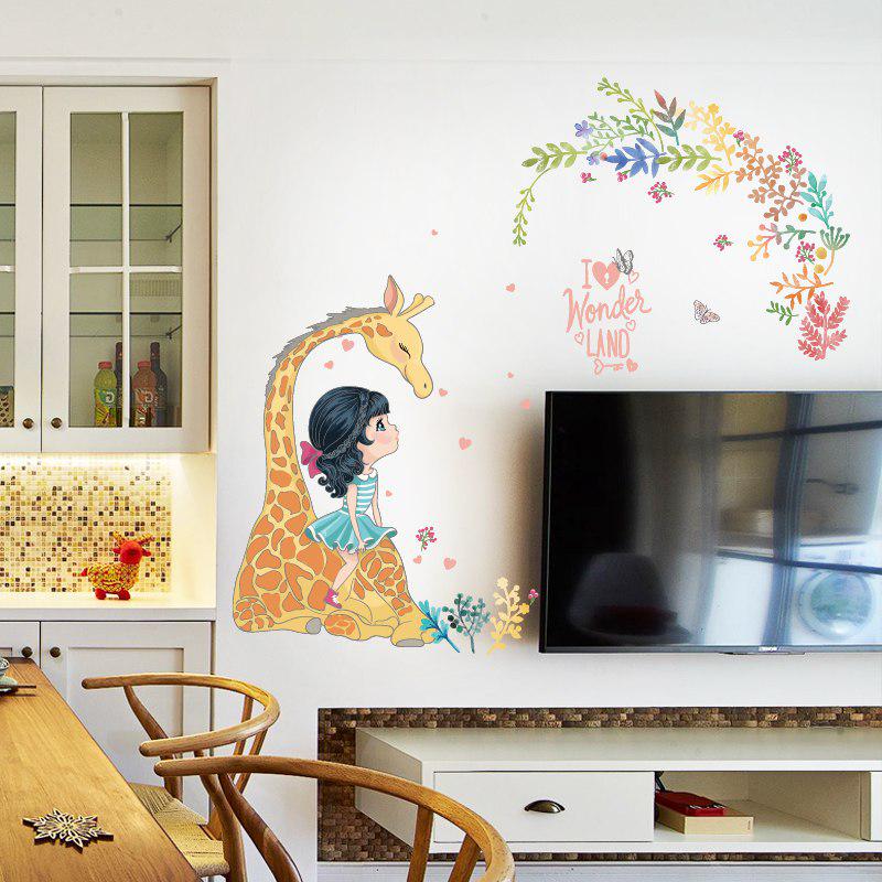 [Wall sticker] creative cartoon Love giraffe girl wall stickers for kids rooms nursery baby bedroom