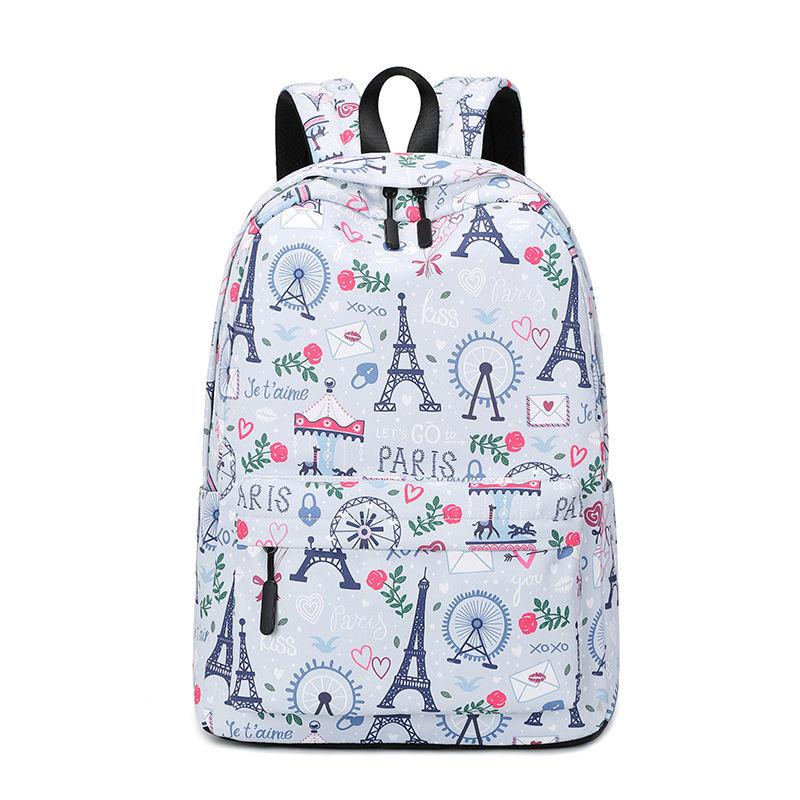 Girls School Bag Student Korean Version of The Large-capacity Waterproof Backpack Small Fresh Printed Backpack Female Bag