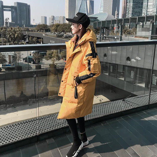Winter Trend of Down Jacket Men's Mid-length Over-the-knee Thickening Couple Student Wear Warm Jacket Tide