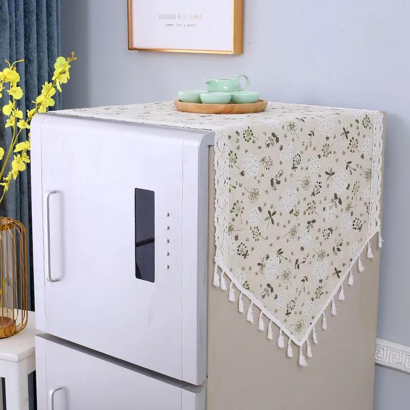 Simple Refrigerator Towel Dust Cover Cloth Household Appliance Washing Machine Cover Towel Dust Cover Cotton Linen Cloth