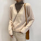 Color-blocking Turtleneck Sweater Women Autumn and Winter Piled Pile Collar Loose Wild Western Fake Two-piece Knitted Bottoming Shirt