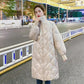 Women's Down Coat Mid-length Stand-up Collar Winter Bright Face Over-the-knee Cotton Coat