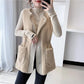 Lamb Wool Warm Vest Female Outer Wear Fur One Coat Female Wild Loose Autumn and Winter Waistcoat Female Round Neck Sleeveless Jacket