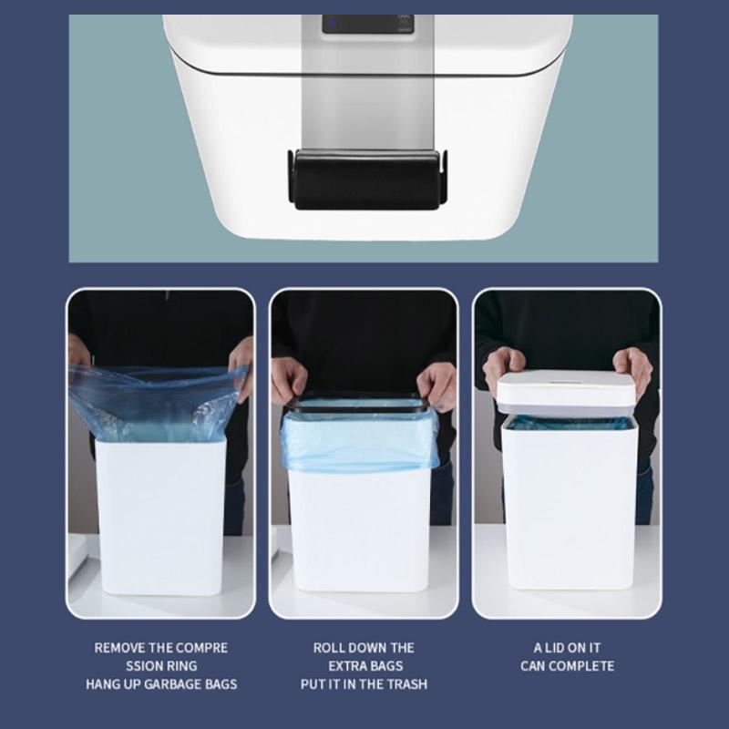 16 Liters Smart Sensor Trash Can Household with Lid Bathroom Kitchen Living Room Toilet Automatic Thickening Increase Trash Can