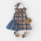 Children Dress Girls Summer Thin Dresses Plaid Sleeveless Bowknot Princess Dress Irregular Mesh Dress Vest Dress