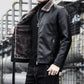 Young and Middle-aged Men's Leather Jacket Winter Fashion Fur One Leather Jacket Plus Velvet Thickening Warm Lapel Men's Leather Jacket