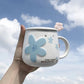 Net Celebrity Ins Cherry Blossom Ceramic Mug with Lid and Spoon Female Student High-value Korean Version of Cute Drinking Cup Home