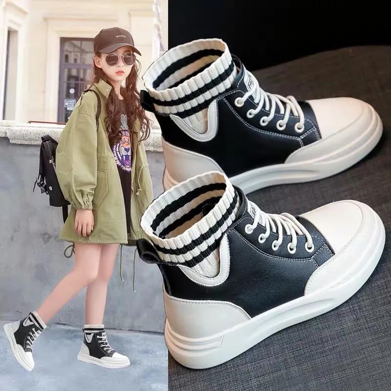 Girls Martin Boots Autumn Winter Plus Cashmere Children's Short Boots Autumn and Winter Plus Cashmere Girls Shoes