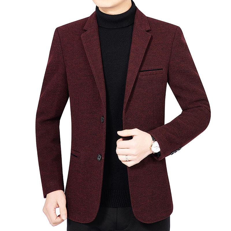 Middle-aged Men's Wool Stand Collar Jacket Autumn and Winter Fashion Handsome Gentleman Send Sweater Dress Jacket