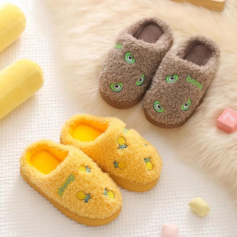 Winter Slippers Kids Toddler Girl Baby Boys Fur Slides Cotton Indoor Shoes Warm Fluffy House Children Slipper