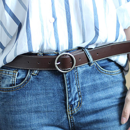 Concise Round buckle ladies wide belt fashion buckle pants belt